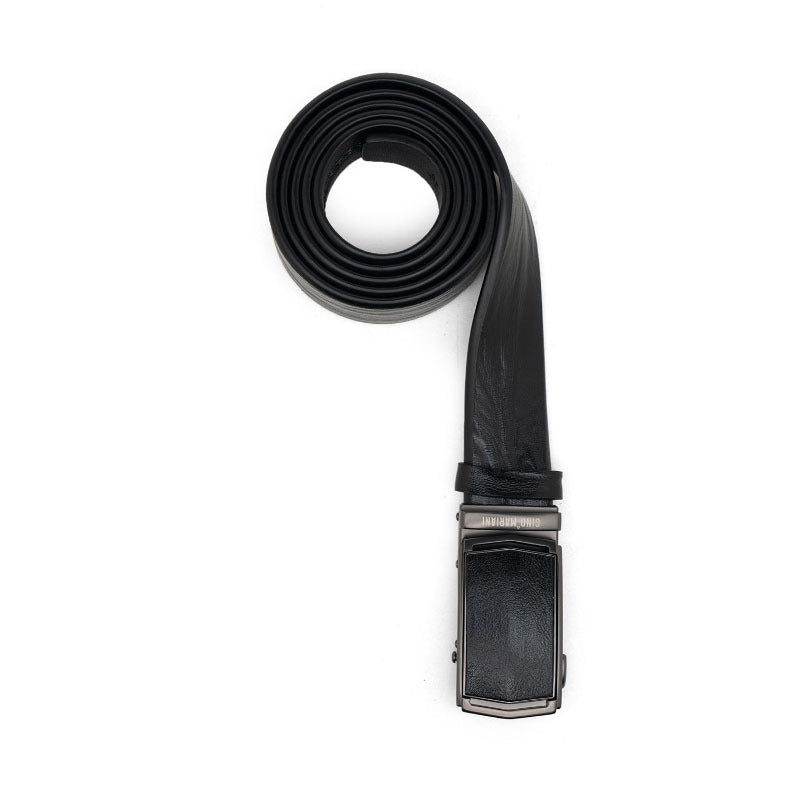 Gino Mariani Faustino Buckle Belt Kulit Pria Black