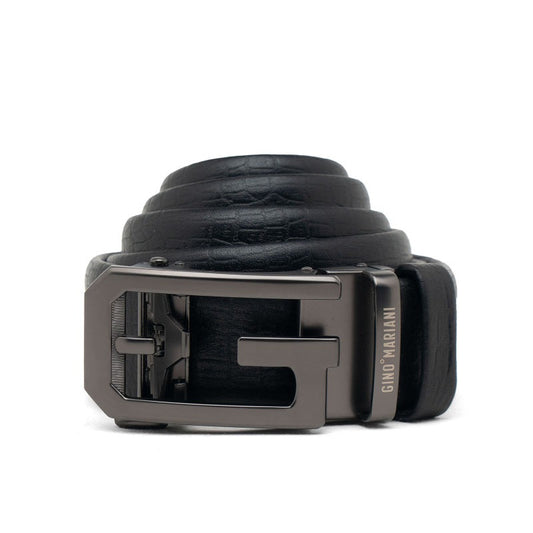 Gino Mariani Fidelio Buckle Belt Kulit Pria Black