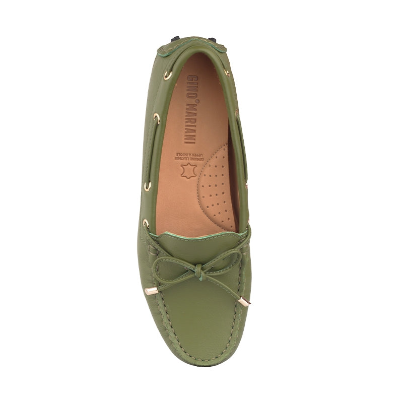 Sepatu Casual Wanita Loafer Moccasin Gino Mariani Ellen Green